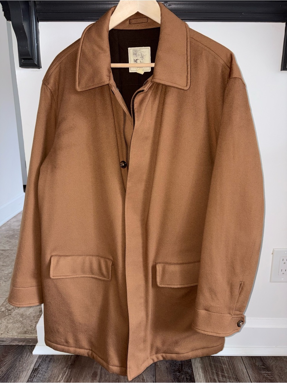 Brooks Brothers Loro Piana Storm System Wool Car Coat in Camel